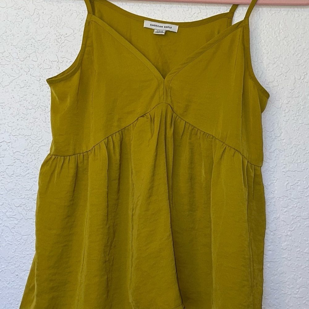 American Eagle Outfitters Green Smocked Camisole